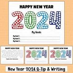 new year's card with the numbers 2012 and 2013 written in different colors on it