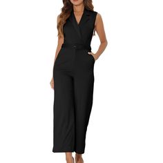 Dress up for a date night or perfect for casual daily, office wear for an effortlessly chic look. The belt can show your waistline and make you have high waist enhancement. Wide leg long pant jumpsuit, flowy and charming to pair with high heels, boots, or sandals. V Neck, sleeveless, high rise design with detachable adjustable belt, makes your figure more flattering. Solid Belted Jumpsuit For Date Night, Fitted Jumpsuits With Belt Loops For Night Out, Belted Jumpsuit For Date Night, Belted Jumpsuit Or Romper For Date Night, High Waist Solid Color Jumpsuits And Rompers For Work, Belted Jumpsuits And Rompers For Date Night, Fitted Belted Jumpsuits And Rompers For Work, Sleeveless Solid Color Workwear Pantsuit, Solid Sleeveless Pantsuit For Work