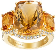 Experience an omg moment every time you slip on this stunningly set Madeira citrine ring. Citrine Ring, Zircon Ring, Knee High Boots, Citrine, Knee High, Tea Cups, Gold Plate, Slip On, Plating