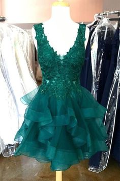 Green Lace V Neck Fluffy Tulle Short Prom Dresses, Green Lace Homecoming Dresses, Short Green Formal Evening Dresses WT1035 Green Homecoming Dress, School Dance Dresses, Green Homecoming Dresses, Lace Homecoming Dresses, Custom Size Dresses, فستان سهرة, Short Prom, Cocktail Party Dress, Prom Dresses Lace