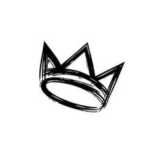 a black and white drawing of a crown on top of a white background with the word king written across it