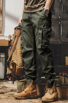 Men’s Amekaji Tactical Cargo Trousers Techwear Khaki Cargo Pants For Hiking, Khaki Techwear Cargo Pants For Hiking, Khaki Military Cargo Pants For Outdoor, Combat Style Khaki Cargo Pants For Hiking, Winter Cargo Pants With Cargo Pockets For Hiking, Tactical Khaki Pants For Outdoor, Casual Camouflage Cargo Pants For Hiking, Combat Parachute Pants With Pockets For Hiking, Military Cargo Pants With Multiple Pockets For Winter