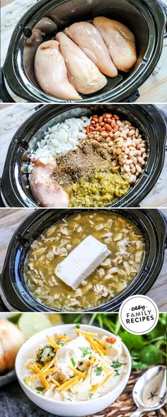 this is an image of different foods in the crock pot