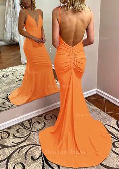 Trumpet Mermaid V Neck Spaghetti Straps Court Train Jersey Prom Dress Outfits For Women With Pleated Prom Dresses Off The Shoulder, Jersey Prom Dress, Sweep Train Prom Dress, Navy Prom Dresses, Dark Red Dresses, Pleated Gown, Mini Homecoming Dresses, Red Dresses Classy, Corset Dress Prom