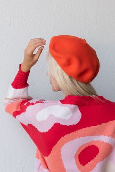 Color: Orange Beret 100% Wool One Size Fits Most Trendy One-size Beret Cap, Trendy One-size-fits-most Beret Cap, Trendy One Size Fits Most Beret Cap, Trendy One Size Fits Most Beret, Trendy Fall Beret, Trendy Fall Beret Cap, Red Flat Cap Beret For Fall, Trendy Winter Beret One Size, Trendy One Size Winter Beret