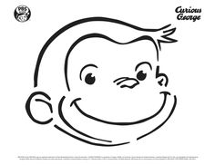 a cartoon monkey face with the words curious george on it's chest and an image of