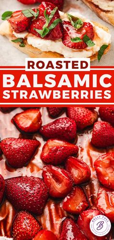 roasted balsamic strawberries on toasted english muffins