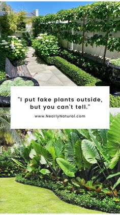 the words i put fake plants outside, but you can't tell