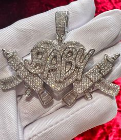 "925 sterling silver, AAA CZ, iced out, all bling, Baby pendant. Comes with 20\" steel rope chain. Length of the pendant is 2\" and height is approximately 1.5\" including bail." Rapper Style, Aztec Tattoo, Fancy Watches, Men Stuff, Jewelry Luxury