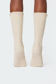 PRODUCT INFO Socks Fluffy fabric Polyester, Spandex Measurements (In): Length 18.1 Item care: Wash with similar color Soft Beige Winter Socks, Cozy Soft Beige Socks, Cozy One Size Socks, Cozy Soft Socks One Size, Cozy Soft Knee-high Socks, Fitted Soft Knit Cozy Socks, Soft Fitted Cozy Socks, Cozy Fitted Soft Knit Socks, Cozy Stretch Knee-high Socks