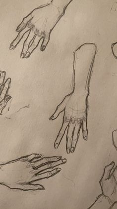 several drawings of hands reaching towards each other