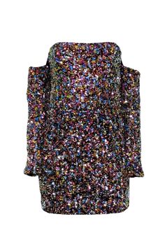 Current Boutique-Helsi - Black & Multi Color Lindsay Off-Shoulder Sequin Velvet Mini Dress Sz L Off-shoulder Mini Dress For Fall Parties, Glamorous Multicolor Mini Dress With Contrast Sequin, Glamorous Multicolor Sequin Mini Dress, Party Season Sequined Off Shoulder Dress, Sequin Off Shoulder Dress For Party Season, Holiday Off-shoulder Sequin Dress, Glamorous Multicolor Sequin Cocktail Dress, Multicolor Sequined Mini Dress For Evening, Glamorous Multicolor Sequin Dress For Party Season