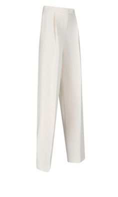 Fendi Back Dart Straight Trousers, wool and silk, cream colour, high waist, hook and zip fastening, one flat pocket on the back, double dart detail on the back. 77% wool, 23% silk loose fit Chic Cream Bottoms With Pressed Crease, Cream Formal Bottoms With Pressed Crease, Formal Cream Bottoms With Pressed Crease, Chic Beige Wool Pants, Cream Pants With Pressed Crease For Work, Cream Workwear Pants With Pressed Crease, Elegant Cream Bottoms For Workwear, Chic Cream Pants For Evening, Elegant Cream Pants For Formal Occasions