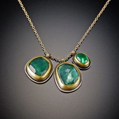 Two Tourmaline and Emerald Necklace Gem Necklaces, Fancy Necklaces, Contemporary Jewellery Necklace, Magnificent Jewels, Journey Pendant, Artist Jewelry, Contemporary Art Jewelry, Gold Silver Jewelry, Stone Necklaces