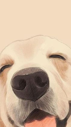 a drawing of a dog's face with it's tongue out and its eyes closed