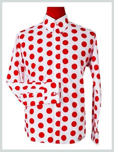 "Polka Dot Shirt| Large Red Dot In White Shirt For Man Large Dot Red Dot In White Button-down collar shirt 100% cotton High collar shirt 2 button Notch cuff Dart at the back Double stitching Slim fit shirt 5 days dispatch time Hand wash or machine wash Measurements Guide: XXS (body chest -34\") = arm pit to pit ( 19\" ) / Neck- 14\" XS (body chest -36\") = arm pit to pit ( 19.5\" ) / Neck- 14.5\" S (body chest -38\") = arm pit to pit ( 20.5\" ) / Neck- 15.5\" M (body chest -40\") = arm pit to pi High Collar Shirts, Shirt For Man, Dot Shirt, White Shirt Men, Custom Made Shirts, Polka Dot Shirt, Summer Jacket, Slim Fit Shirt, Red Dots