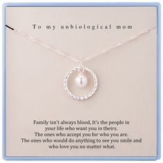 PRICES MAY VARY. Material:The necklace is made of 925 Sterling Silver .Chain Length 18inches. Hiqh quality will not turn your skin green or red or itchy. The Poem: Family isn't always blood, It's the people in your life who want you in theres. The ones who accept you for who you are. The ones who would do anything to see you smile and who love you no matter what. Unique Gift:Gift for Unbiological Mom, Mother in Law. Bonus Mom, Stepmom.To Show How Much You Love Her. Occasion:Birthday,Mothers day, Meaningful White Necklaces For Mother's Day, Round Pendant Necklace With Hallmark For Mother's Day, Mother's Day Sterling Silver Birthstone Necklace For Birthday, Sterling Silver Birthstone Necklace For Mother's Day Birthday, Inspirational Silver Jewelry For Birthday, Silver Charm Necklaces For Birthday And Mother's Day, Pendant Necklace With Lobster Clasp For Birthday Gift, Sterling Silver Jewelry With Lobster Clasp For Mom, Inspirational White Jewelry For Mother's Day