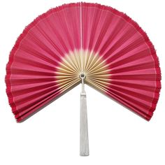 a pink and white fan on a white background