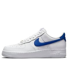 The Nike Air Force 1 Low 'White Game Royal' is a timeless classic that has been a staple of the sneaker world for decades. Designed by Nike's legendary designer Bruce Kilgore, this sneaker features a unique combination of retro and modern design elements, with a white upper and a rubber sole. The Air Sole cushioning system provides superior comfort and shock absorption, making it perfect for everyday wear or a night out. The Air Force 1 series has been a global phenomenon since its debut in 1982, and the 'White Game Royal' is a great addition to the collection. (AF1/SNKR/Retro/Skate/Casual/Low Top) Classic Nike Air Force 1 High-top With Gum Sole, Classic High-top Nike Air Force 1 With Gum Sole, Classic Nike Air Force 1 Low-top Synthetic, Classic White Low-top Nike Air Force 1, Classic High-top Nike Air Force 1 With White Sole, Classic Nike Air Force 1 Low-top With White Sole, Nike Air Force 1 Low-top With Perforated Toe Box, Classic White High-top Nike Air Force 1, Nike Air Force 1 Classic High-top Cushioned