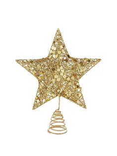 a gold star ornament on a white background with the sale tag below it