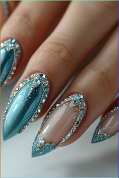 nail art Tiffany Nails, Candy Cane Nails, Fantasy Nails, Fancy Nails Designs, Minimalist Nail Art, Blue Nail, Nail Fashion, Glam Nails, Nails 2024