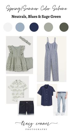 the spring / summer color scheme for neutrals, blues and sage green