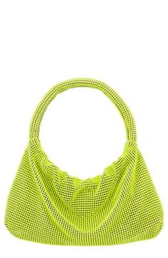 Vibrant mesh makes a stunning statement on a party-ready bag designed with a slouchy silhouette that will complement your trend-savvy looks. Magnetic-snap closure Top carry handle Interior wall pocket Lined Synthetic Imported Summer Formal Bags With Double Handle, Green Shoulder Bag For Summer Parties, Glamorous Top Handle Shoulder Bag For Night Out, Green Summer Party Shoulder Bag, Summer Party Bag With Double Handle, Summer Party Bags With Double Handle, Trendy Shoulder Bag For Spring Party, Trendy Spring Party Shoulder Bag, Chic Bags With Round Handle For Events