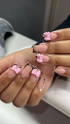 21 Bday Nails Ideas, Pink Short Set Nails, Girly Acrylic Nails Short Square, Pink On Pink Acrylic Nails, Black Duck Nails French Tip, Birthday Nails Freestyle, Beginner Nail Set Ideas, Pink French Tip Nails With Bow, Senior Nails Ideas 2025