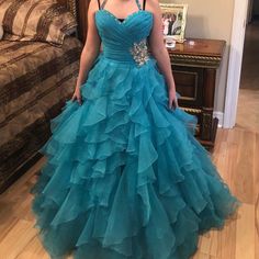 Size 2, Teen Pageant Or Formal Dress, Bought Used Pageant Dresses For Teens, Teen Pageant, Pageant Dress, Ocean Blue, Formal Dress, Blue Ocean, Color Blue, Prom Dresses, Size 2