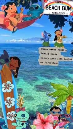 an advertisement with cartoon characters on it for the hawaiian beach bumm festival in hawaii