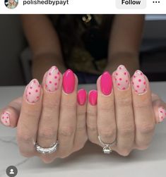 Cute Short Nail Designs Summer Polka Dots, Pink Tip Nails, Dot Nail Designs, Dot Nails, Barbie Nails, Super Cute Nails, Hello Nails, Subtle Nails, Simple Gel Nails