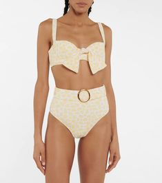 Alexandra Miro - Clara printed bikini top | Mytheresa Bow Detail Beachwear Swimwear For Poolside, Beachwear Swimwear With Bow For Poolside, Fitted Swimwear With Bow For Swimming, Summer Vacation Swimwear With Bow, Alexandra Miro, Spain Beach, Retro Glamour, Beach Swimsuit, Pinterest Closet