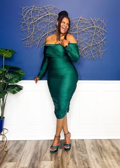 Cross My Heart Too Midi Dress- Emerald Green Dresses 2X Matching Sets Two Pieces, Dress Off Shoulder, Shirred Dress, Color Codes, Shirt Dress Casual, Maxi Dresses Casual, Stretch Dress, Casual Sets, Plus Size Dress