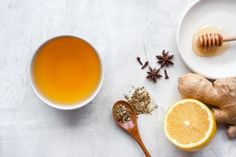 the ingredients to make ginger tea are shown here