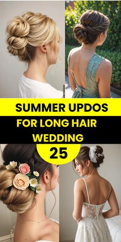 Summer Updos for Long Hair Updos For Long Curly Hair, Summer Updos For Medium Hair, Summer Updos For Long Hair, Updos For Long Hair Easy, Updos For Long Hair Wedding, Summer Updos, Easy Updos For Long Hair, Updos For Long Hair, Long Hair Wedding