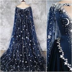 Feyre's dress Space Gown, Midnight Gown, Dark Blue Prom Dresses, Prom Dress Sparkly, Moon Outfits, Midnight Dress, Blue Prom Dresses, Modest Evening Dress, Dark Space