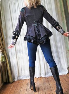 Gothic victorian military inspired handmade reworked embroidered velvet coat jacket. Made by myself, Nathalie van Breda.  Not new but in good condition. I use vintage and new materials to create fashion.  Unique! See photos.  Fits a size S.  Any questions? please ask me before purchase. Thank you.  Item is shipped from Holland WITH a track and trace number. Gothic Long Sleeve Velvet Outerwear, Victorian Fitted Outerwear For Fall, Victorian Fitted Fall Outerwear, Long Sleeve Velvet Costume Outerwear, Velvet Costume Outerwear For Fall, Long Sleeve Velvet Outerwear For Costume, Winter Velvet Costume Outerwear, Velvet Outerwear For Costume, Winter Velvet Outerwear