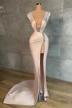 Fashion Long V-neck Split Front Mermaid Evening Prom Dresses With Rhinestones Prom Dresses With Rhinestones, Satin Evening Dresses, Long Evening Dress, Mermaid Bridesmaid Dresses, Prom Dresses Sleeveless, Dresses Royal, فستان سهرة, Royal Blue Dresses, Columbus Ohio