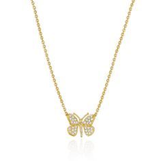 Handcrafted butterfly pendant necklace with pavé diamonds from the Wonderland collection, set in 18-karat gold. Luxury Diamond Butterfly Pendant Necklace, Luxury White Gold Butterfly Pendant Necklace, Luxury Diamond Butterfly Necklace, Luxury Formal Necklace With Butterfly Charm, Luxury Butterfly Pendant Necklace For Formal Events, Luxury White Gold Necklaces With Butterfly Charm, Fine Jewelry Diamond Butterfly Necklace In Yellow Gold, Diamond Butterfly Necklace In Yellow Gold, Luxury Yellow Gold Necklace With Butterfly Charm