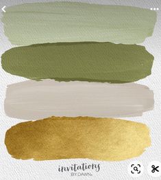 some green and gold paint colors on a white background with the words invoitatory by dawn