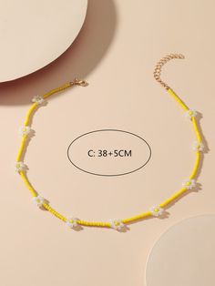 Color: Yellow Gender: Women Material: Glass Quantity: 1 piece Details: Flowers, Pearls Type: Chokers IN Length 15-16.9 This data was obtained from manually measuring the product, it may be off by 1-2 CM. Simple Beaded Necklace, Simple Beaded Necklaces, Orange Boxes, Pearl Types, Simple Necklace, 16 9, 1 Piece, Gold Necklace, Beaded Necklace