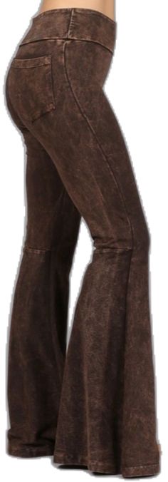 Chic Brown Mid-rise Bottoms, Mid-rise Brown Wide Leg Pants For Fall, Casual Wide-leg Non-stretch Leather Pants, Casual Stretch Wide Leg Leather Pants, Stretch High-waisted Brown Jeans, Stretch Brown High-waisted Jeans, Brown Stretch High-waisted Jeans, Chic Brown Flare Pants, Brown Stretch High Waist Wide Leg Pants