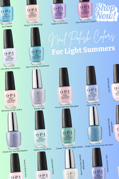 Discover Your Perfect Nail Polish Shades for Every Seasonal Color Palette! True Summer Nail Polish, Light Summer Nails Colors, Soft Summer Nails, Light Summer Palette, Color Palette Fashion, Seasonal Color Palette