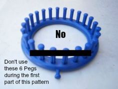 a blue plastic object with the words don't use these 6 pegs during the first part of this pattern