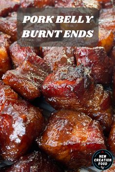 pork belly's burnt ends with text overlay