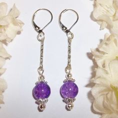 Pageant Wear, Beaded Earring, Purple Earrings, Pretty Purple, Jewelry Beads, Single Earring, Acrylic Beads, Pierced Ears, Diamond Cut