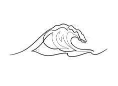 a line drawing of a large wave in the ocean on a white background, it is easy to draw