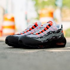 Renowned Japanese sneaker retailer Atmos dropped another classic collaboration with Nike in May 2018. This atmos x Nike Air Max 95 “We Love Nike" pack.  #nike #nikesportswear #atmos #sleeping #airmax1 #airmax90 #airmax95 Girly Shoes, Nike Air Max 95, Air Max 95, Nike Air Max, Nike Air