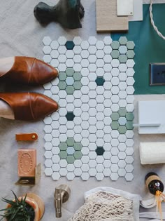 a table topped with lots of different types of items