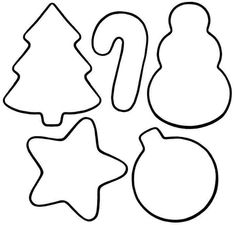 the cut out shapes for christmas tree, snowman and star